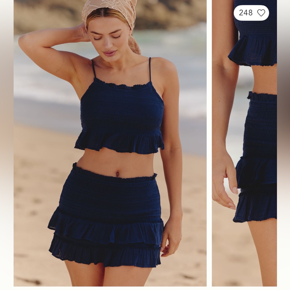 NWT Anthropologie navy celandine gauze short SZ MED 100% cotton